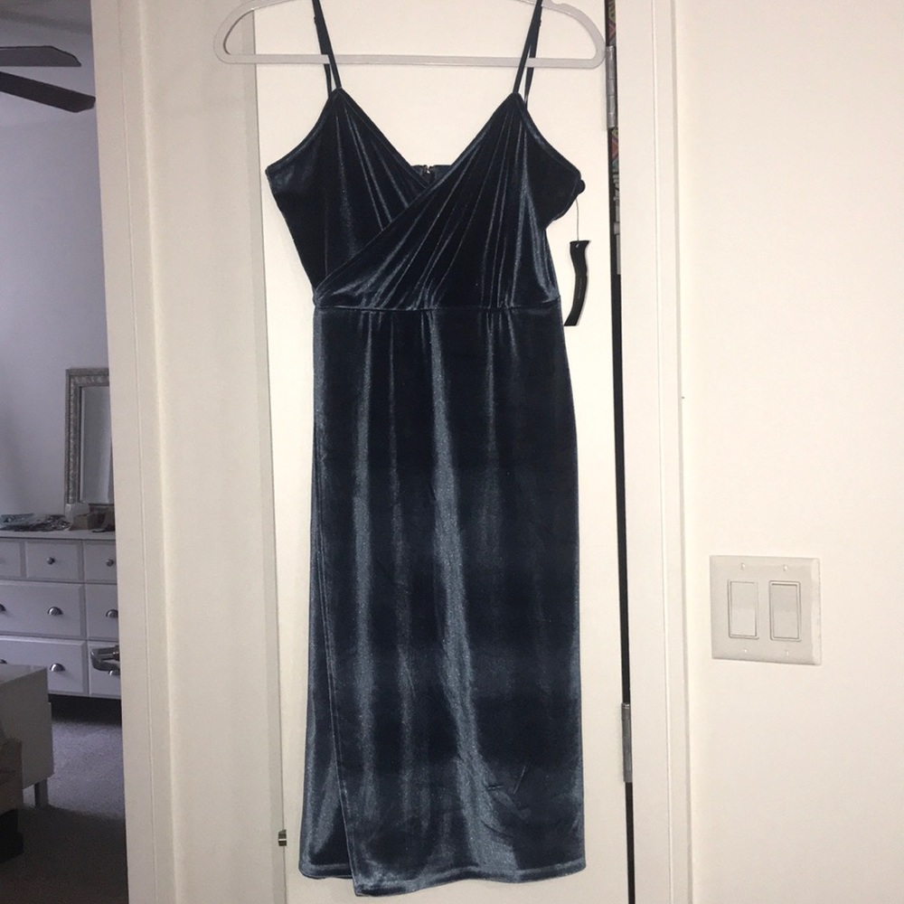 Blue velvet cocktail dress